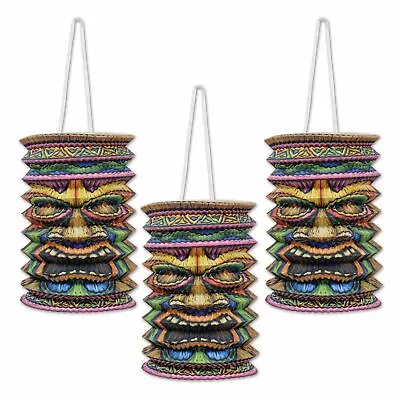 £10.73 • Buy 3 X Hawaiian Tiki Paper Lanterns (22cm) Hawaiian Luau Party Decorations