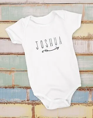 £8.10 • Buy Personalised Baby Vest Unisex Metallic Clothes Grow Bodysuit Name Arrow Gift
