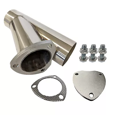 Proflow Exhaust 304 Stainless Steel Cut Out Y Pipe 3.5in. Cap Gasket & Bolts 10i • $95.10