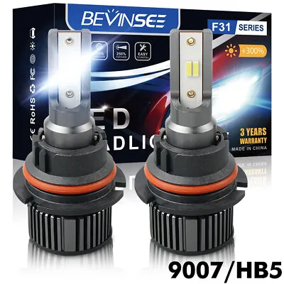 Bevinsee 9007 HB5 LED Headlight Bulbs Kit High/Low Beam Fog Light 50W 6000LM CSP • $11.99