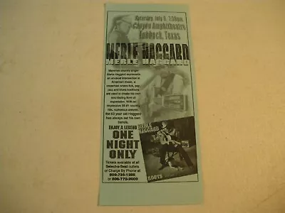 MERLE HAGGARD Lubbock Texas 2002  Concert  4x9  Handbill Vintage • $8