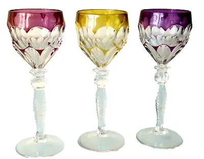 FABERGE Liqueur Cordial (3) Crystal Glasses Red Purple Amber • $149.95