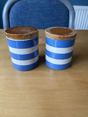 T G Green Cornishware 2x Spice Jars Wooden Lids Judith Onions • £9.99