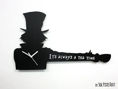 Mad Hatter- It's Always A Tea Time- Wall Clock - Tea Bag Holder • $24.90