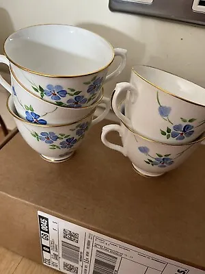 T F & S Ltd Phoenix Bone China Limited Floral Tea Cups X 5 &  Two Side Plates • £10