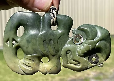 Master Carver CHARLIE WILSON Maori Greenstone Pounamu  2 SIDED MARSDEN Hei TIKI  • $2499