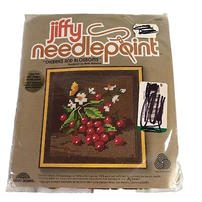 Vintage Jiffy Needlepoint Cherries & Blossoms Kit NEW *N1 • $15.19