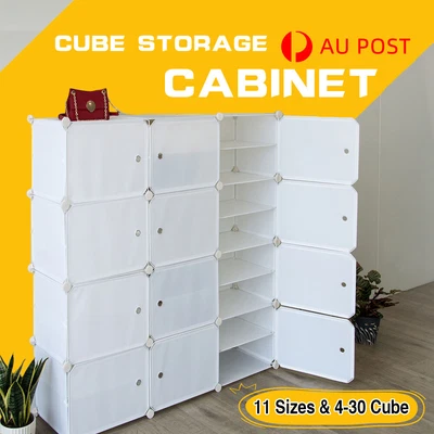$23.74 • Buy DIY Cube Shoe Cabinet Rack Storage Boxes Stackable Organiser Stand Suit Boots AU