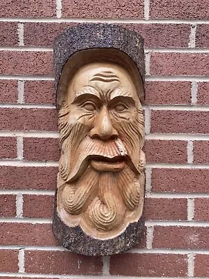 £34.99 • Buy ChiselCraft XL 50cm Green Man Log Carving , Free Standing Or Wall Hanging H