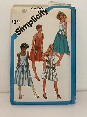 Simplicity 6406 Sewing Pattern Misses Pullover Dress Uncut Vtg 1984 Size 8 • $9