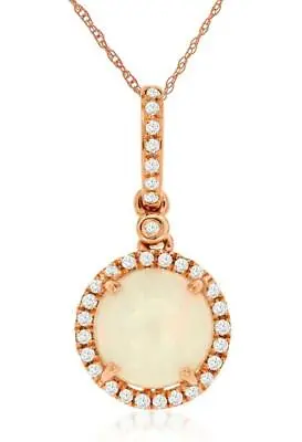 Estate 1.32ct Diamond & Aaa Opal 14kt Rose Gold 3d Round Halo Floating Pendant • $1165.25