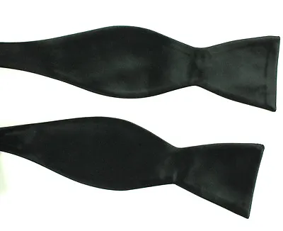 New Mens From Bloomingdales Black Solid Satin Adjustable Bow Tie O/S • $9.99