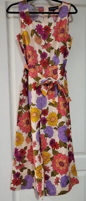 $40 • Buy Princess Highway Sleeveless Jumpsuit Sz 8 Floral Wide Leg Belted Linen