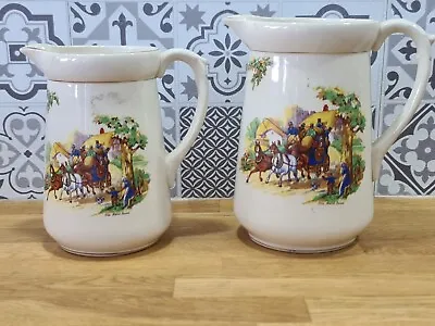 Two Vintage Large Falcon Ware 'Old Kent Road' Pitcher Jugs  • £26.99
