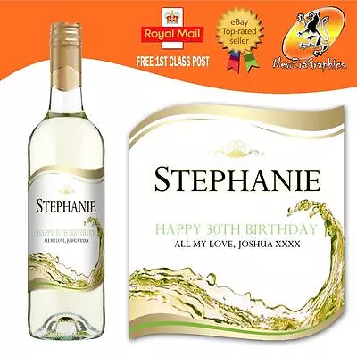 £3.20 • Buy Personalised White Wine Bottle Label Birthday Any Occasion Gift