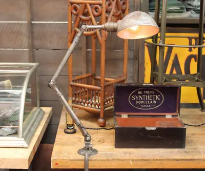 Vtg Antique Industrial Ajusco Task Desk Lamp Light Silver 1930s • $275