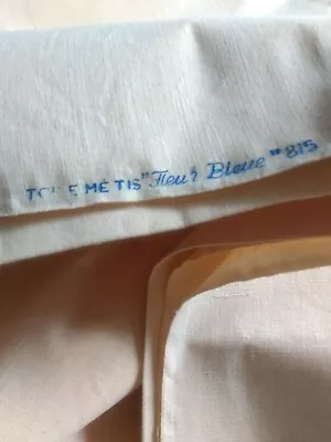 A Pair Vintage French Sheets Metis Fleur Bleue New 267 L X 220 W (D) • £75