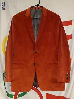 Saddlebred Sport Coat Mens 40L Burnt Orange Corduroy Blazer Suit Jacket 2 Button • $44.97