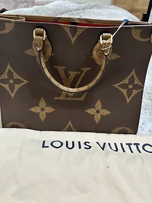 Louis Vuitton On The Go Tote MM Brown Monogram Reverse Leather • $1600
