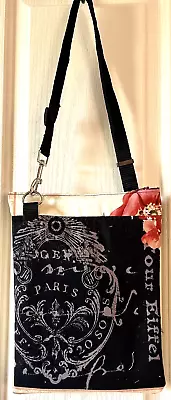 NEW Handmade Love Of Paris Crossbody Bag 9 X12  Adjustable Strap Zip Closure • $10