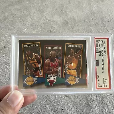 1992 Skybox School Ties Michael Jordan James Worthy & Sam Perkins PSA 8 UNC • $0.99