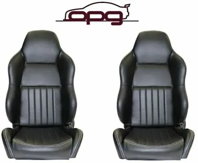 Classic High Back PU Leather Bucket Seats Car Reclinable Black For Valiant VH  • $699