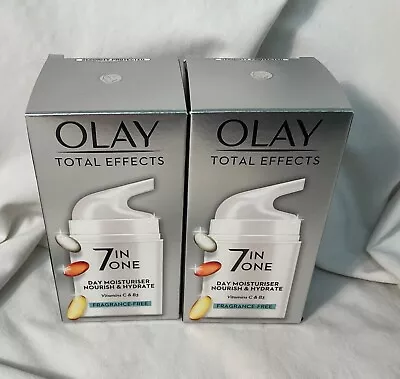 2 X OLAY Total Effects 7 In One Day Moisturiser Nourish & Hydrate 50 Ml • £17.99