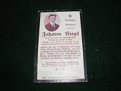 WWI GERMAN SOLDIER MEMORIAM CARD JOHANN RIEPL 1915 14th INFANTRY REGIMENT? • £2.99