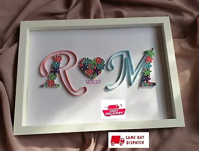 Personalised Quilled Frame Wedding Gift Couple Anniversary Gift Bride Groom • £18.04