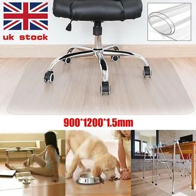 Clear PVC Chair Mat Plastic Non Slip Office Desk Floor Carpet Protector 120x90cm • £18.99