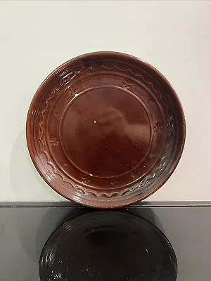 Vintage Hull Marcrest Brown Daisy Dot Stoneware Dinner Plate 9.5  Dia. • $5