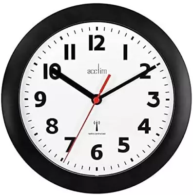£19.47 • Buy Acctim 74313 Parona, Black Radio Controlled Wall Clock