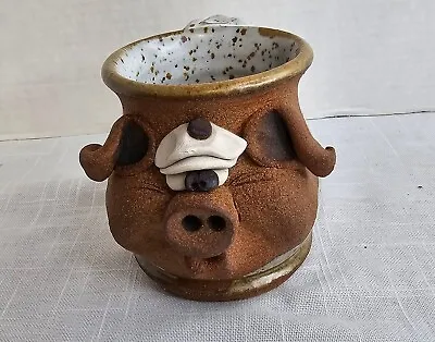 Vintage Mahon Hand Thrown Pottery Clay Mug 3D Ugly Funny Pig Face Coffee 4”  Mug • $27.95