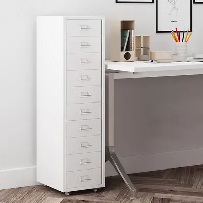 £99.95 • Buy Tall 10 Drawers Chest Cabinet Storage Unit Mobile Filing Cupboards Metal Bedroom