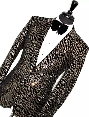 Mens D&g/ Dolce & Gabbana Grey & Gold Sequin Tuxedo Dinner Suit 40r W34 X L32 • £409.99