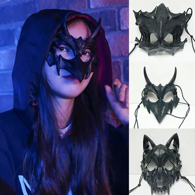 £5.39 • Buy Halloween Half-face Mask Dragon Tiger Man Wolf Mask Cosplay Horror Costume Props