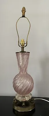 Vintage Pink Murano Glass Table Lamp With Silver Infusion • £225