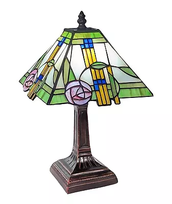 33cm High X 21.5cm Tiffany Style Mackintosh Pyramid Design Glass Table Lamp • £69.95