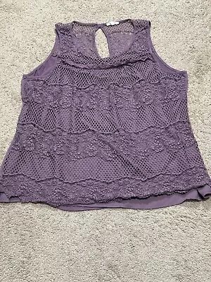 Maurices Womens Shirt Plus Size 3 Purple Crochet Lined Lightweight Flowy Casual • $12.99