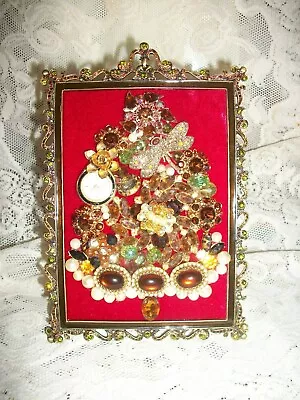 Vintage Jewelry Art Framed Christmas Tree  ***FREE SHIPPING*** 414 • $65