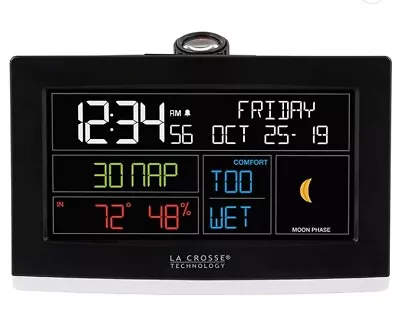 La Crosse Technology WiFi Weather Projection Alarm Clock- Black (C82929-INT) • $53