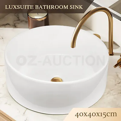 Round Ceramic Basin Bathroom Top Vanity Countertop Hand Washing Sink Bowl White • $63.95