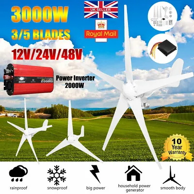 £339 • Buy 3000W 12V Wind Turbine Generator Wind Power 5 Blades Charge Controller Inverter