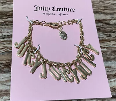 Juicy Couture Jewelry Gold Bracelet J U I C Y Spell Out Dangle Juicy Charms • $48