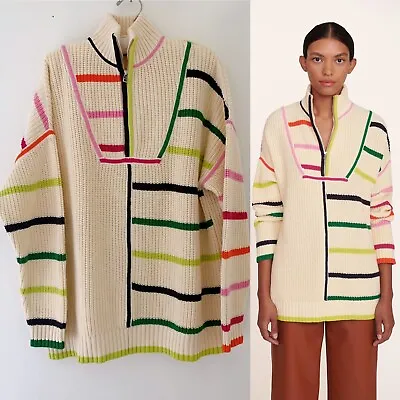 Staud  Striped Hampton Oversized Chunky Sweater Sz S • $250