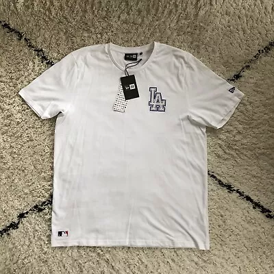 New Era NE Chain Stitch LA Dodgers Baseball  MLB T Shirt / White Blue | Sz 2XL • £29.99