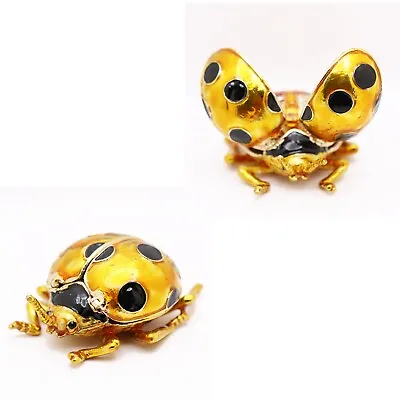 $15.80 • Buy Bejeweled Enameled Animal Trinket Box/Figurine With Rhinestones-Gold Ladybug