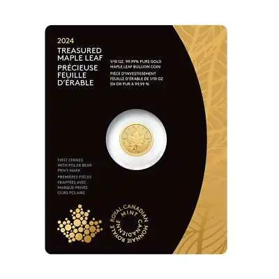 2024 Canada 1/10 Oz Treasured Gold Maple Leaf Polar Bear Privy Coin First • $273.63