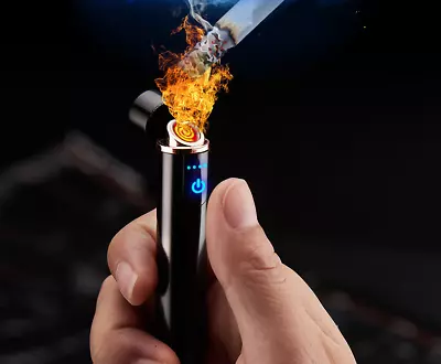£7.98 • Buy Fuelless Fingerprint Sensor Windproof Flameless USB-Charging Electric Lighter