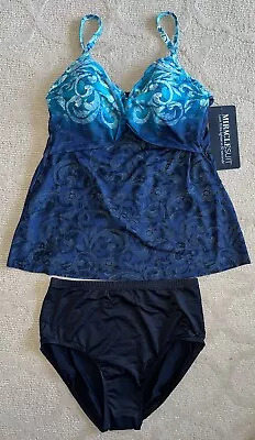 MIRACLESUIT Myrra Aquamarine Tankini Top And Black Bottom Size 14 NWT • $35